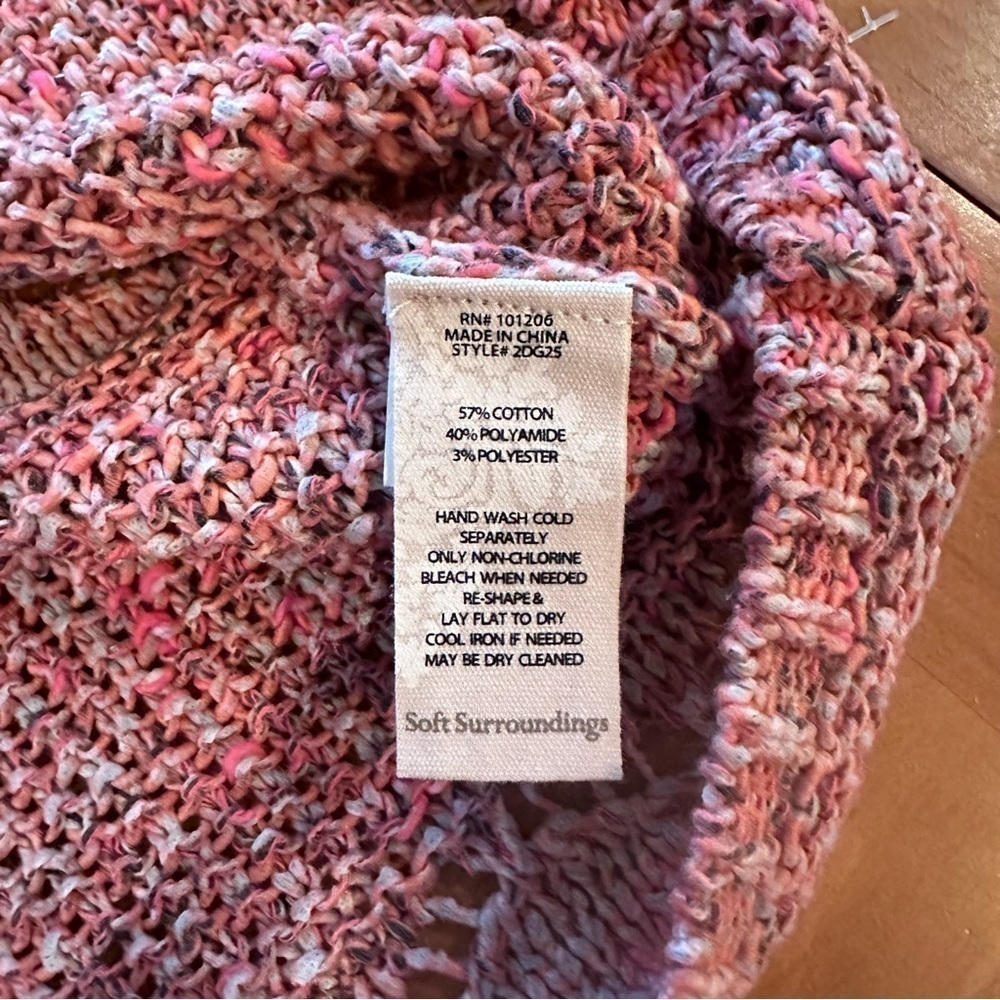 Soft Surroundings Rio Rose Pointelle Open Knit Sweater Size Medium - Picture 8 of 8